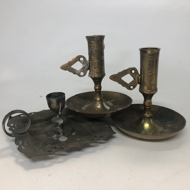 CANDLE HOLDER, Candlestick Hand Holder Brass 